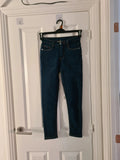 Generic women blue denim jeans thermal heat fleece lining skinny straight leg trousers W25/XS/6
