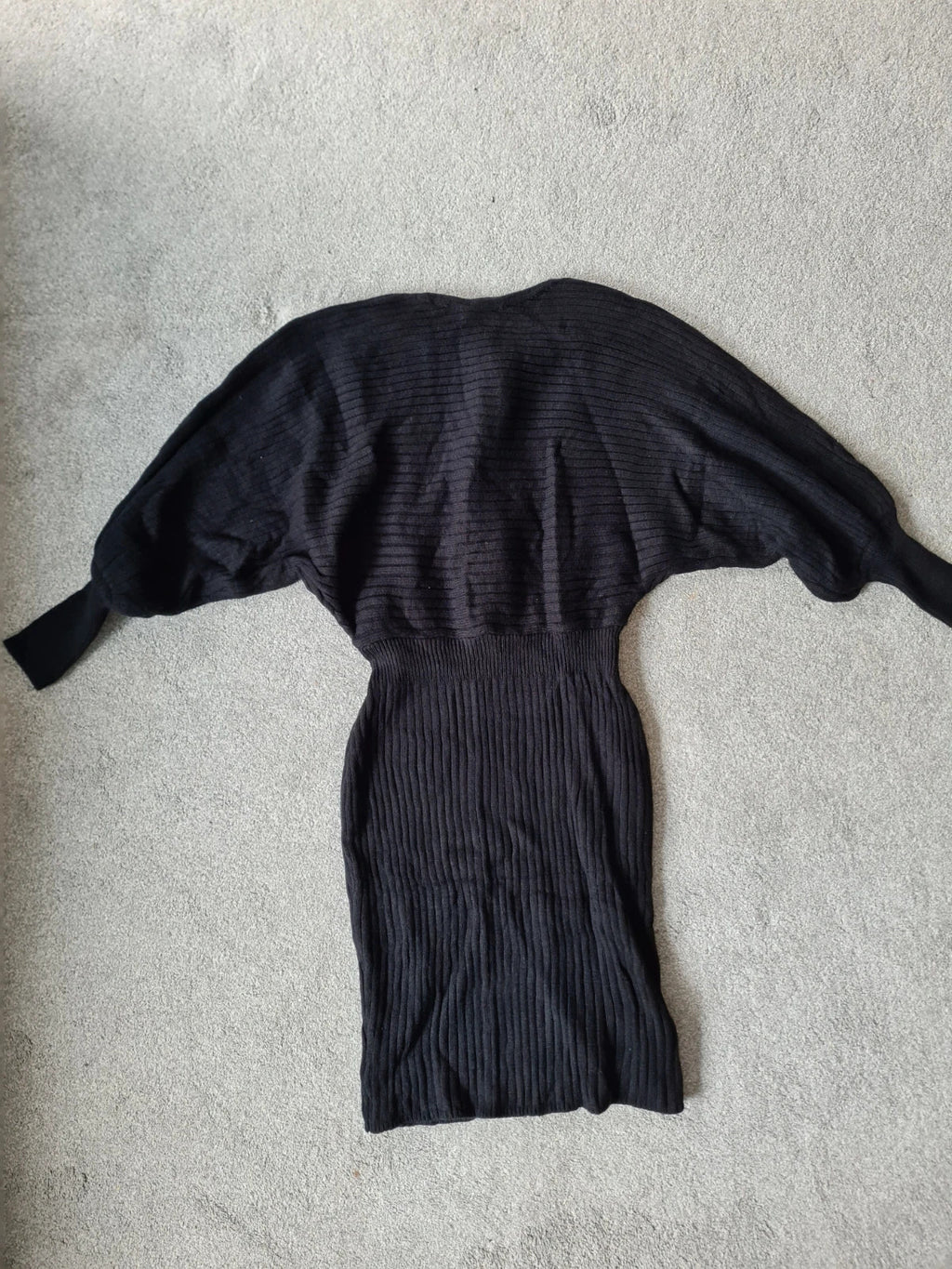 Emery Rose women black knitted viscose dress long tunic puff long sleeve belted gold detail Xmas S/8