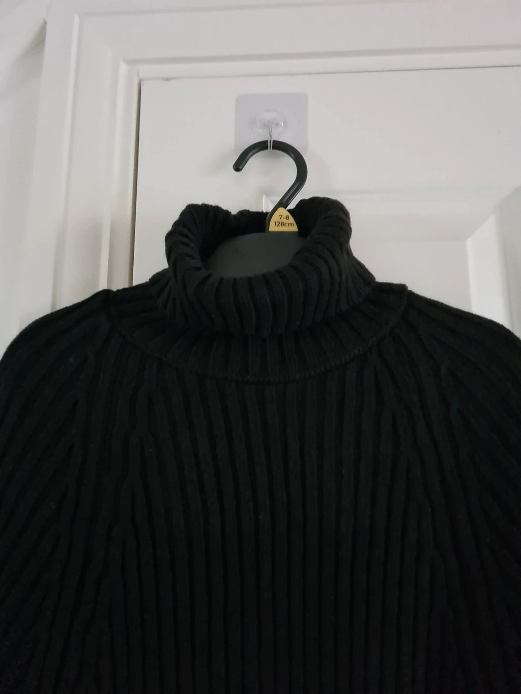 Generic women black turtleneck neck midi dress knitted front belt long sleeve Xmas outfits XS/6