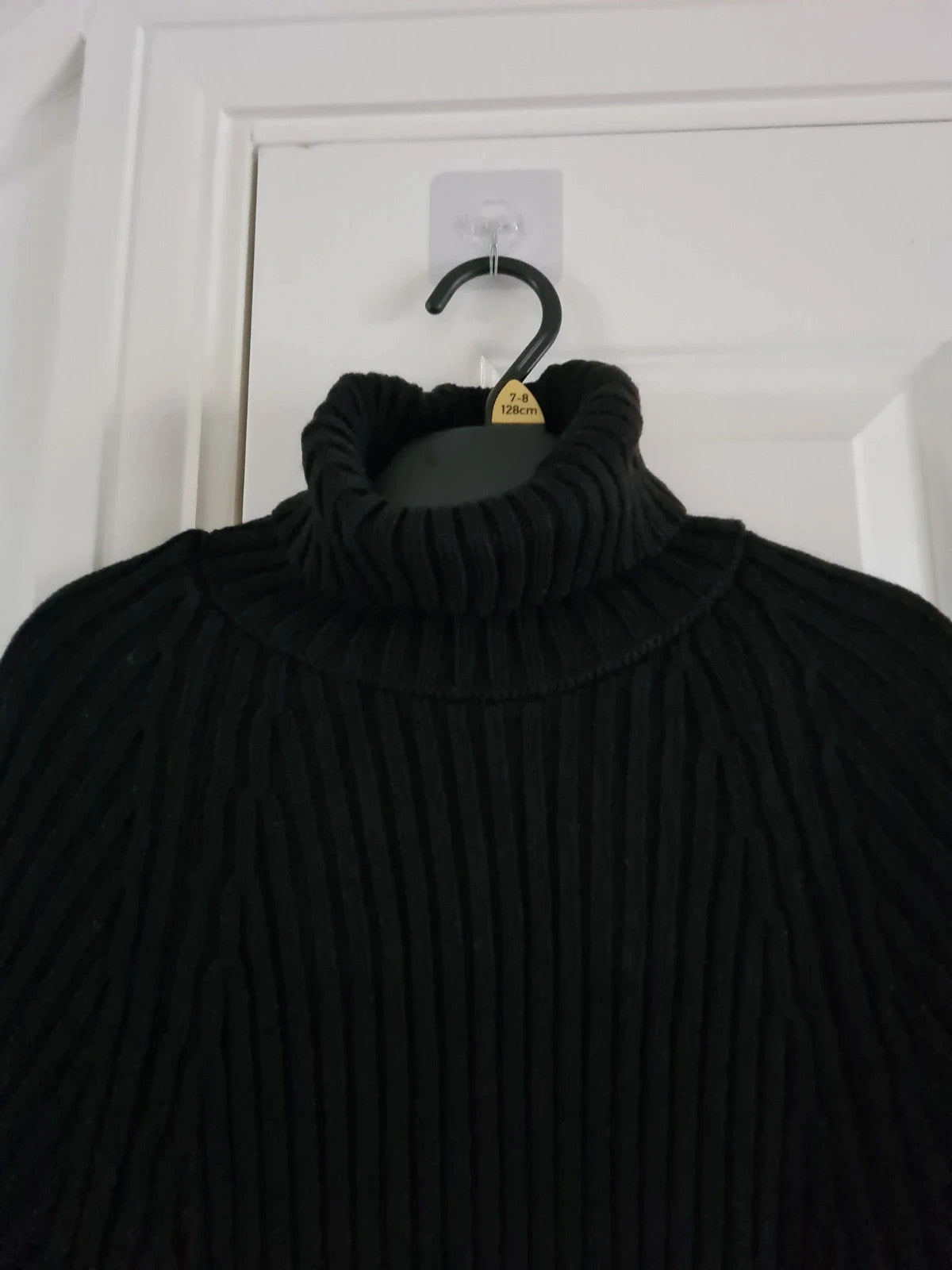 Generic women black turtleneck neck midi dress knitted front belt long sleeve Xmas outfits XS/6