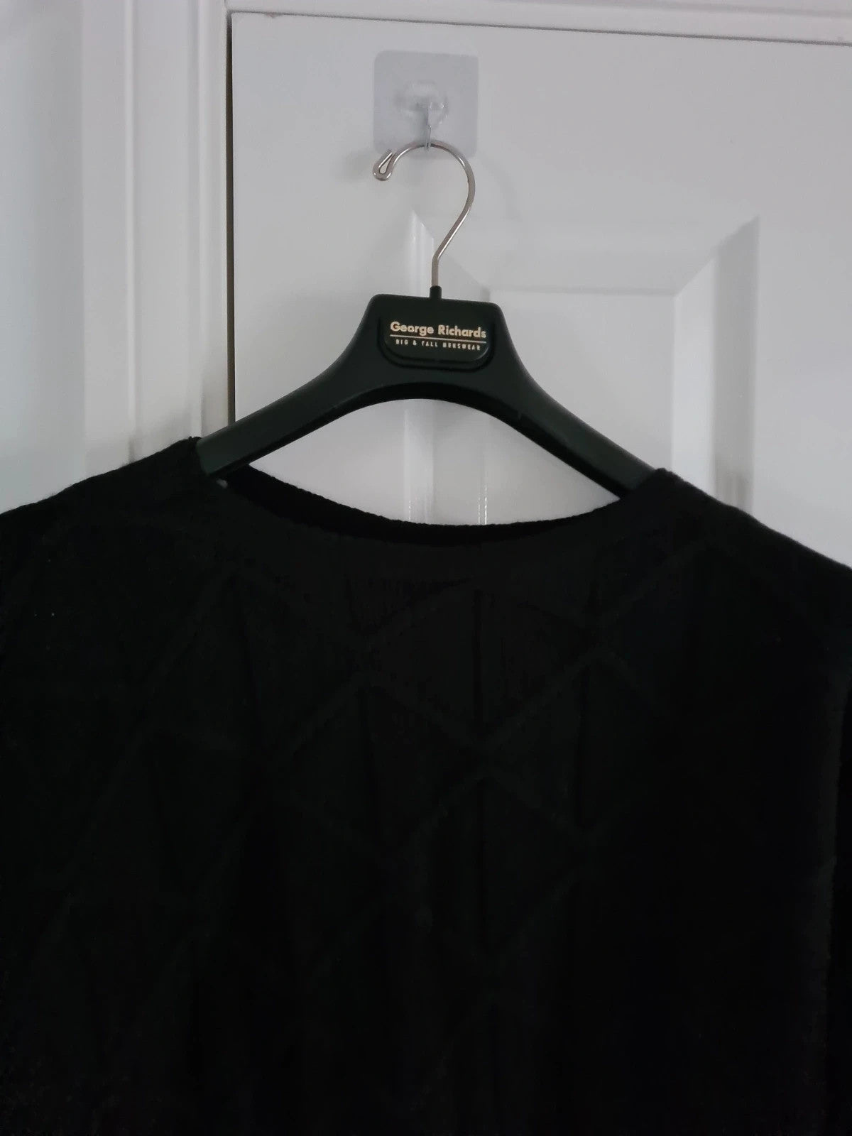 Generic women black knitt cable jumper sweatshirt round neck oversized long puff sleeve Xmas XS/6