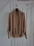 Shein women beige open front cardigan long bat sleeves loose fit knitt poncho casual soft warm XL/14