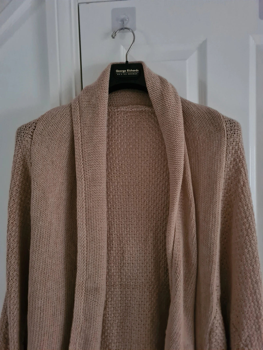 Shein women beige open front cardigan long bat sleeves loose fit knitt poncho casual soft warm XL/14