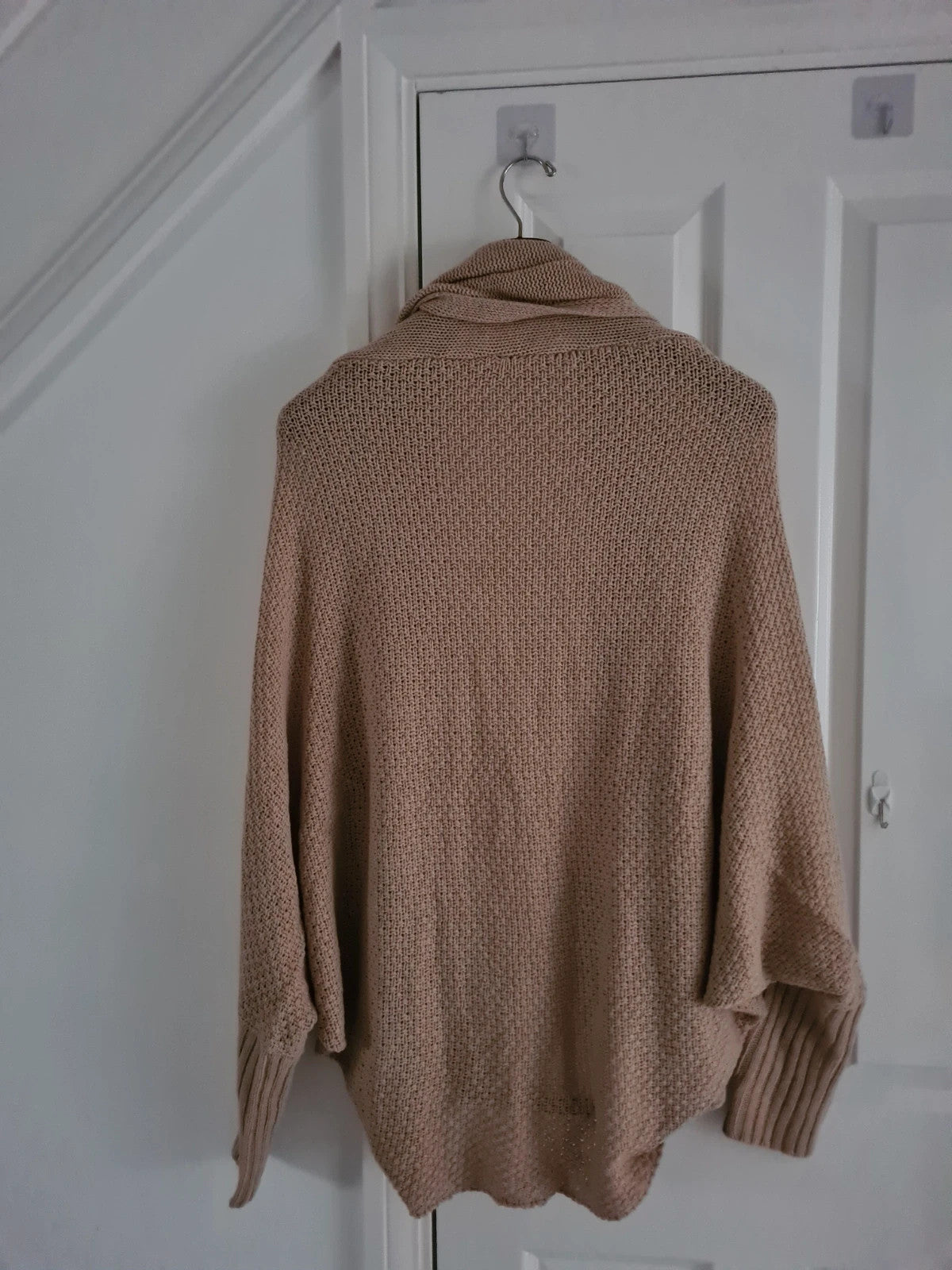Shein women beige open front cardigan long bat sleeves loose fit knitt poncho casual soft warm XL/14
