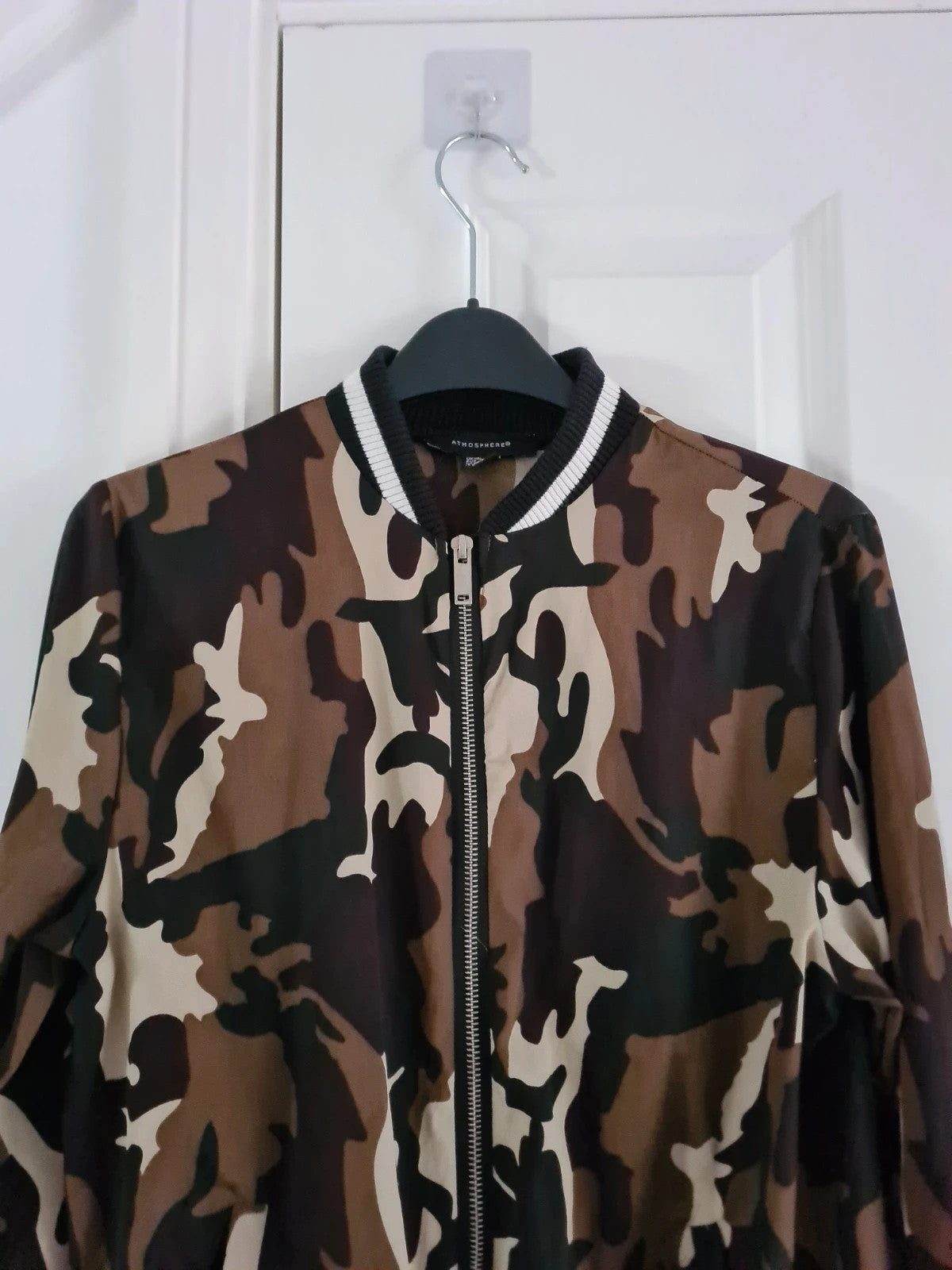 Primark women army camo jacket bomber zip-up pocket lightweight casual black/brown/beige S/UK8