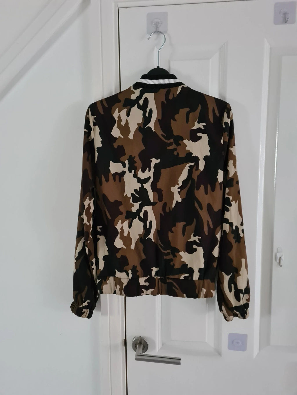Primark women army camo jacket bomber zip-up pocket lightweight casual black/brown/beige S/UK8