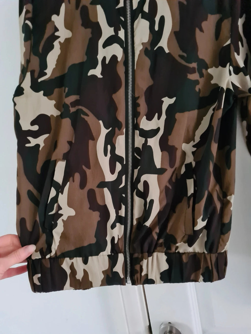 Primark women army camo jacket bomber zip-up pocket lightweight casual black/brown/beige S/UK8