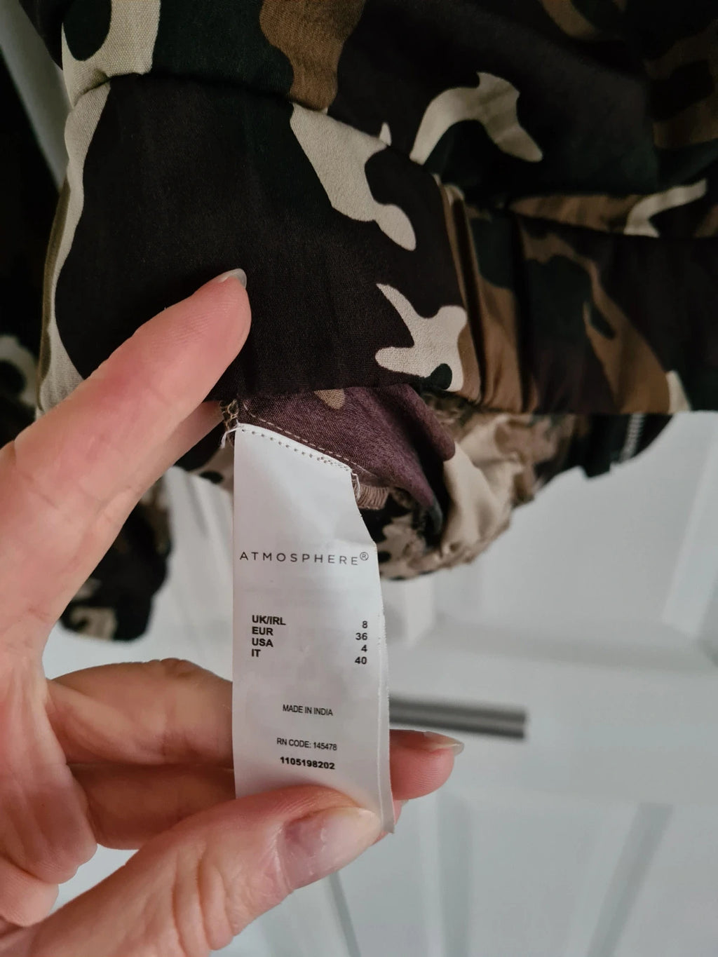 Primark women army camo jacket bomber zip-up pocket lightweight casual black/brown/beige S/UK8