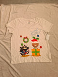 Disney women Marvel T-shirt season grootings print V-neck Xmas tee cotton blend white XL/14