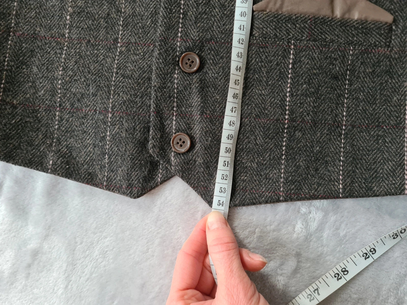 Vivaki brown vintage tweed waistcoat suit set buttons slim fit smart casual XS