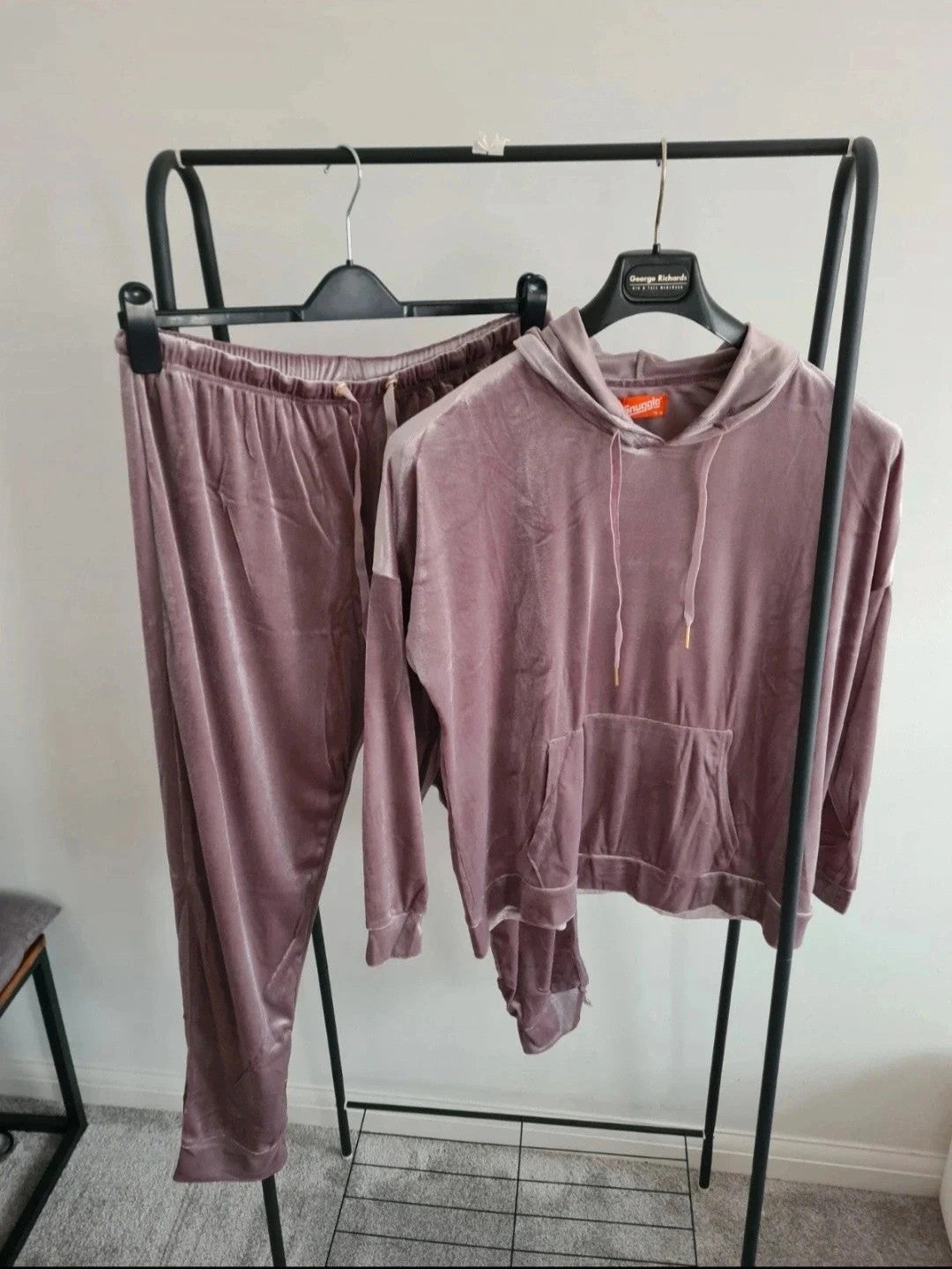 Snugglo women pyjamas set velour hoodie pants nightwear loungewear purple soft cosy 2XL-3XL/UK16-18