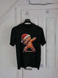 Generic men black T-shirt gingerbread men print short sleeve crew neck Xmas tee L