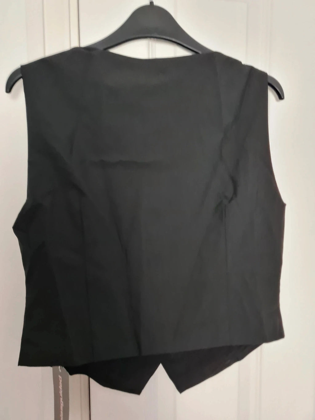 Missguided women black waistcoat sleeveless tailored linien feel buttons up vest top casual  L/12