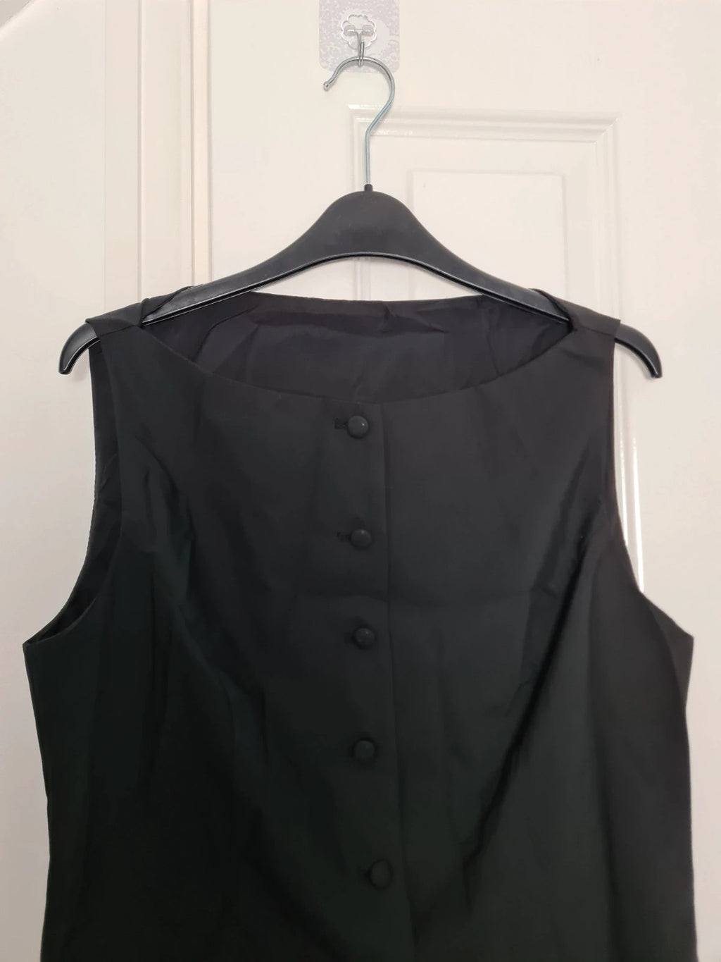 Missguided women black waistcoat sleeveless tailored linien feel buttons up vest top casual  L/12