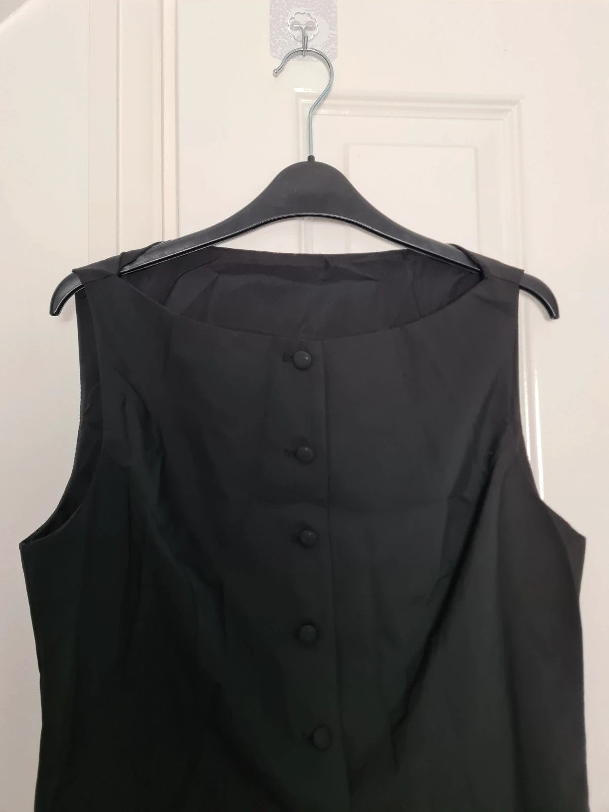 Missguided women black waistcoat sleeveless tailored linien feel buttons up vest top casual  L/12