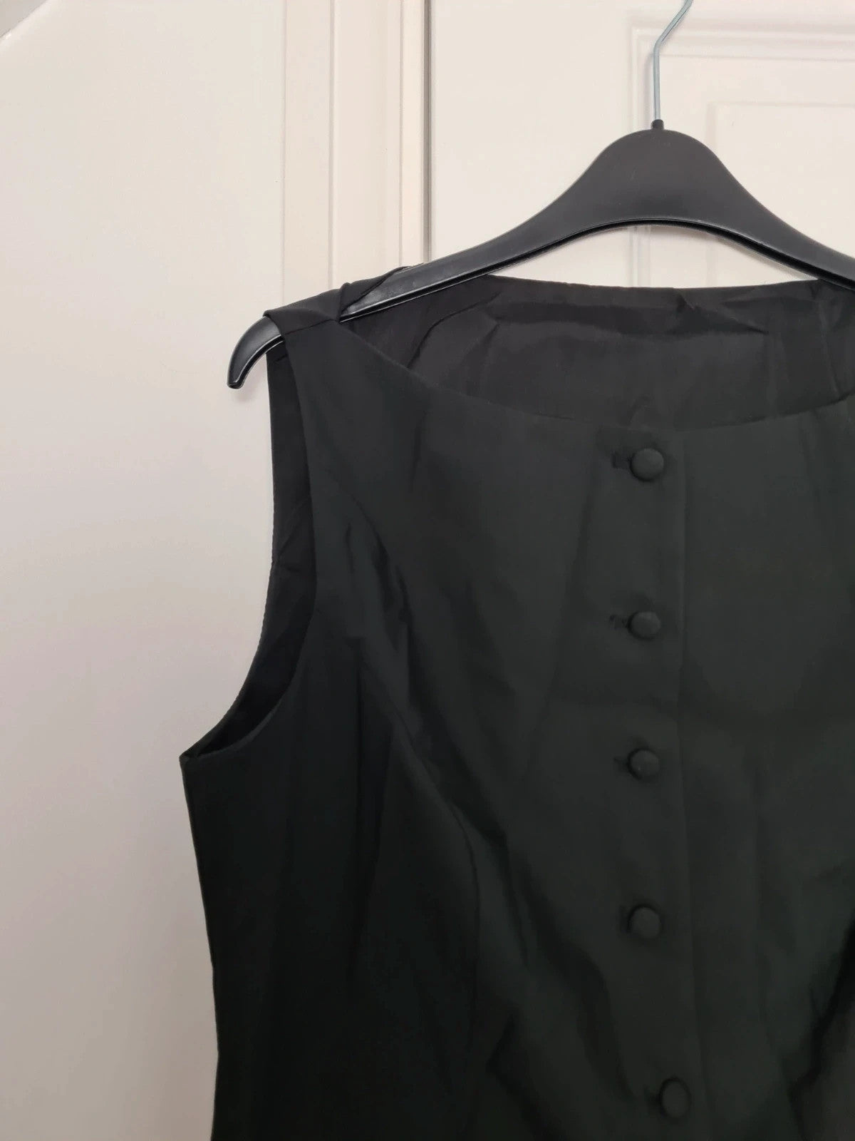 Missguided women black waistcoat sleeveless tailored linien feel buttons up vest top casual  L/12