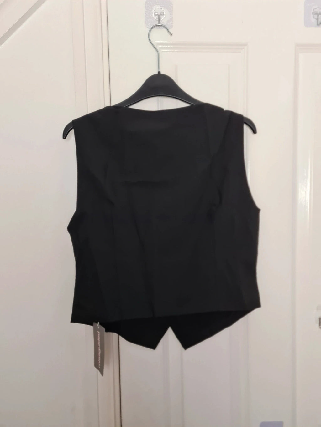 Missguided women black waistcoat sleeveless tailored linien feel buttons up vest top casual  L/12