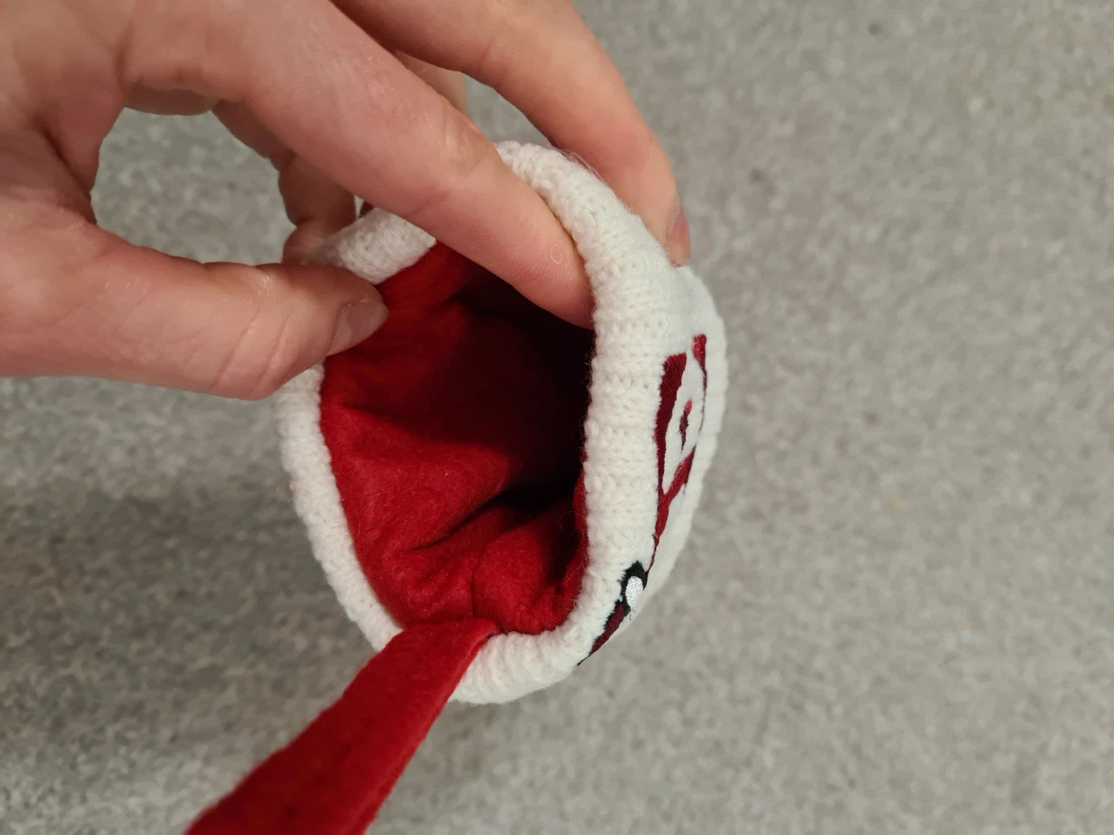 Generic small 1pc Xmas stocking red/white embroidered letter E hanging sock knitted