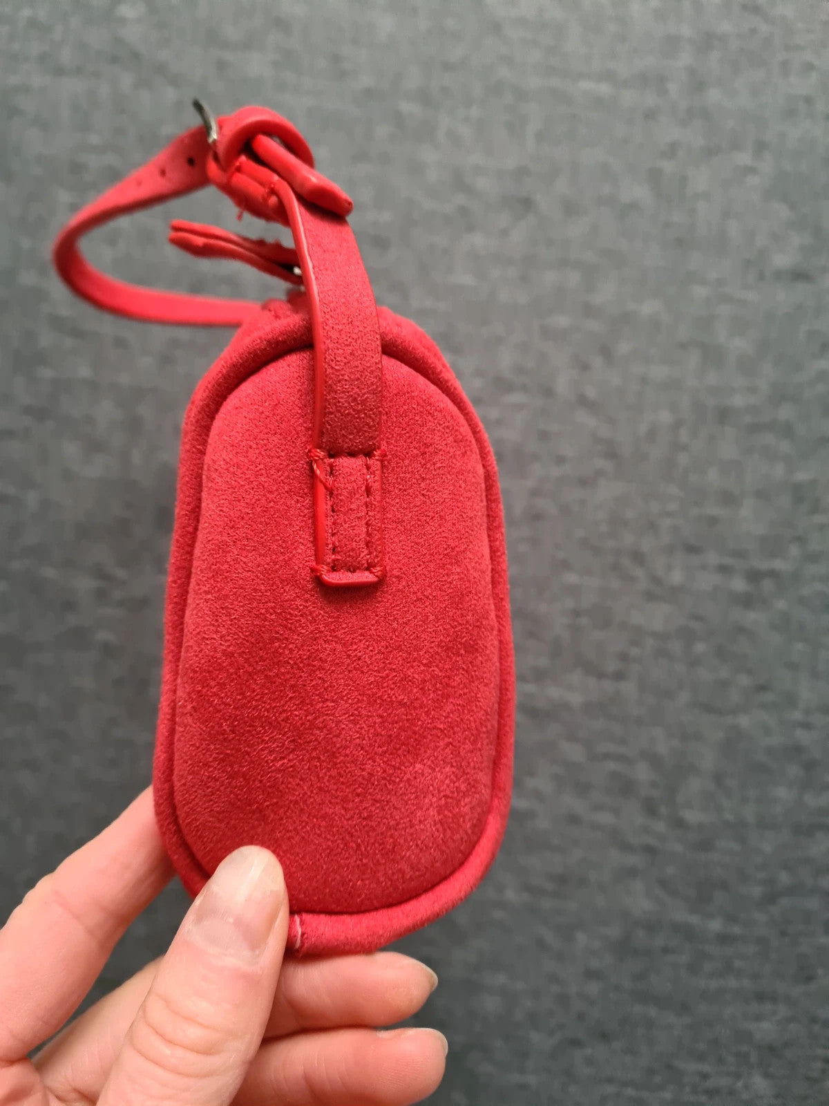Generic women red seude hand bag zipper mini roller bag shoulder bag