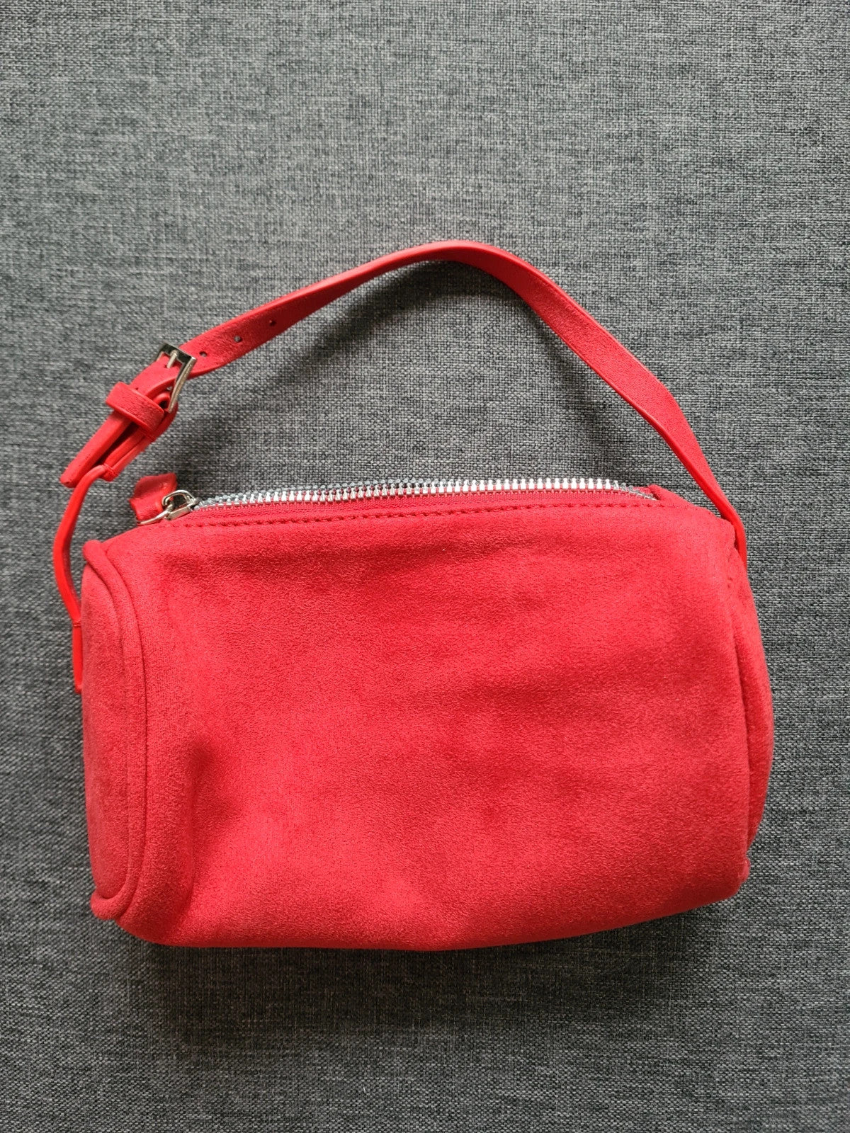 Generic women red seude hand bag zipper mini roller bag shoulder bag