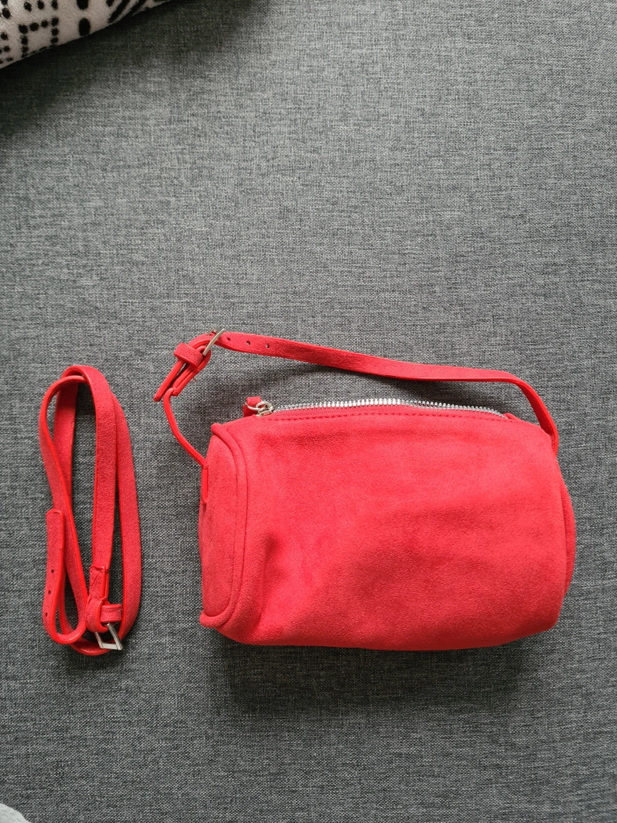 Generic women red seude hand bag zipper mini roller bag shoulder bag