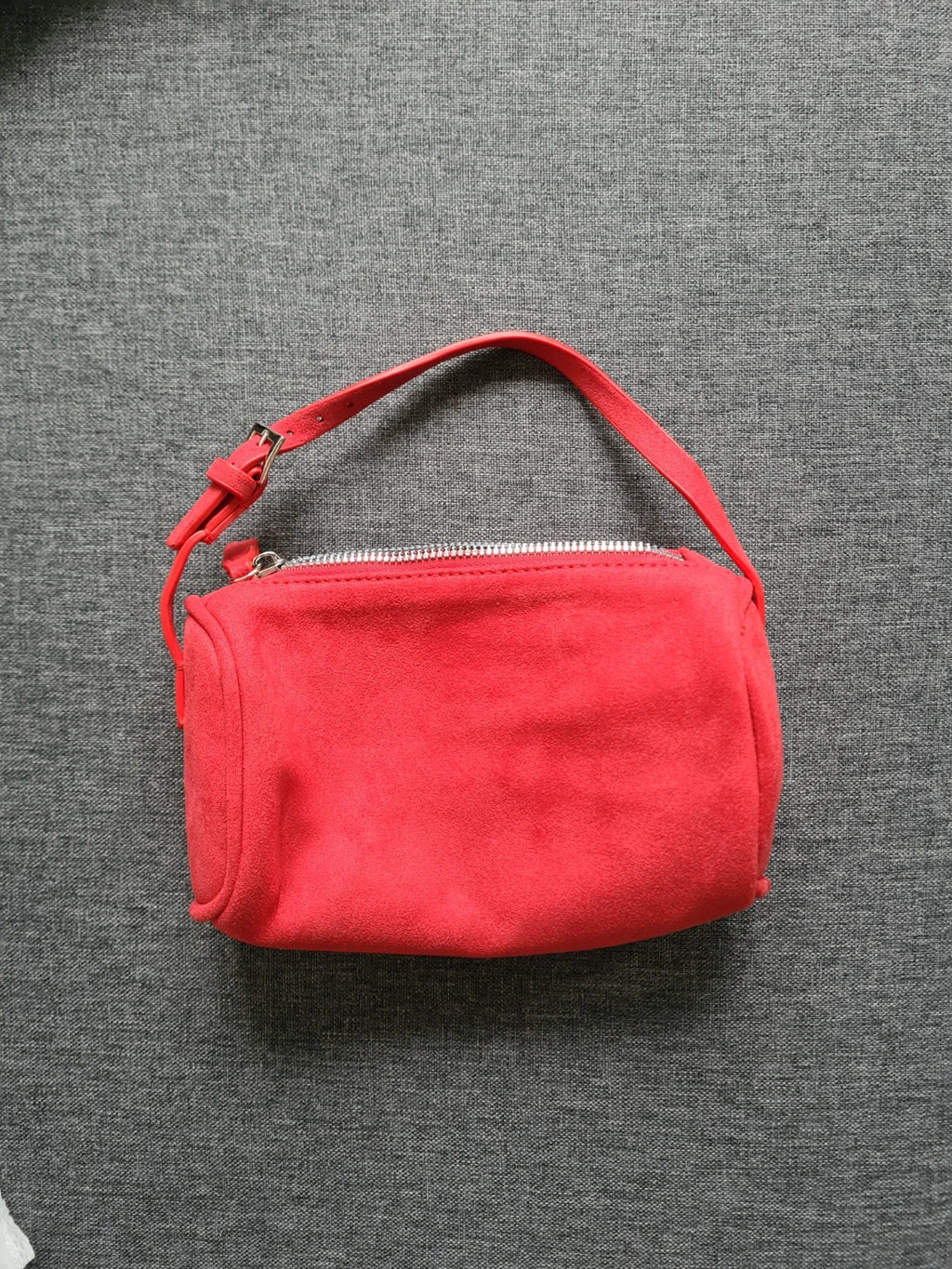 Generic women red seude hand bag zipper mini roller bag shoulder bag