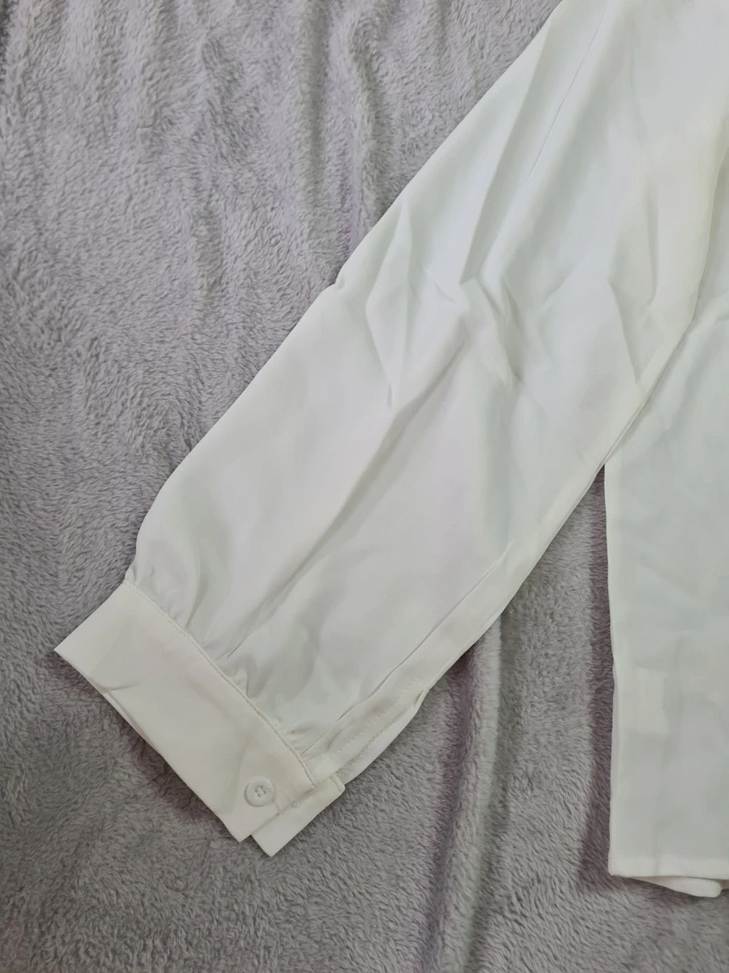 Generic women white long sleeve blouse ruffle trim front V-neck elegant shirt top Xmas outfit L/12