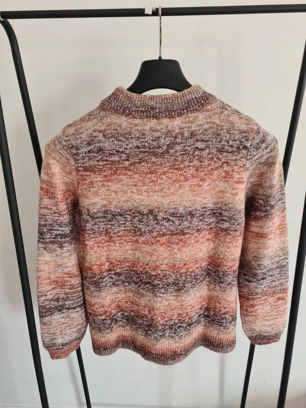D&Co women rust brown striped sweater knitted jumper crew neck regular fit casual acrylic M/10