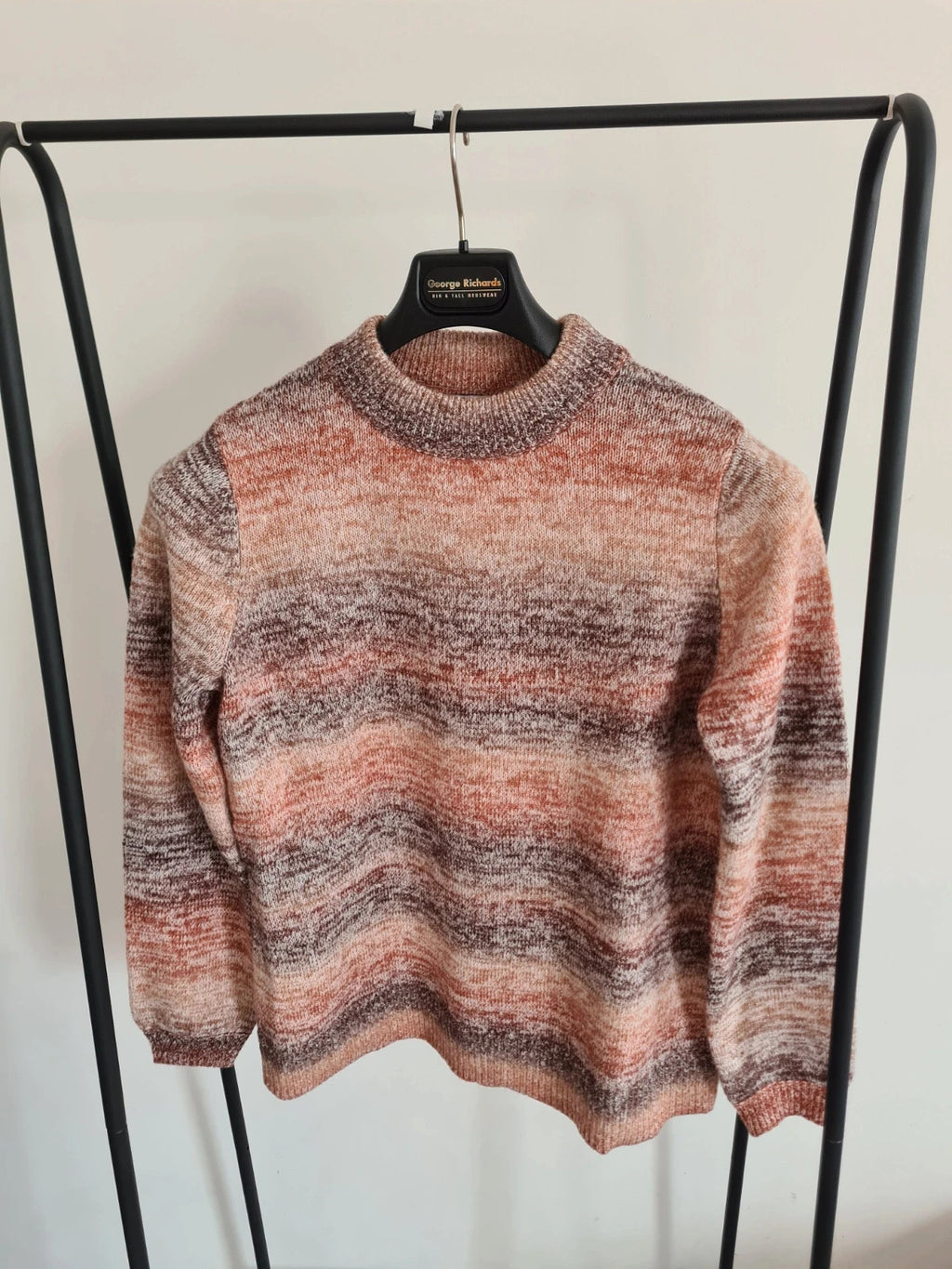D&Co women rust brown striped sweater knitted jumper crew neck regular fit casual acrylic M/10