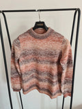 D&Co women rust brown striped sweater knitted jumper crew neck regular fit casual acrylic M/10