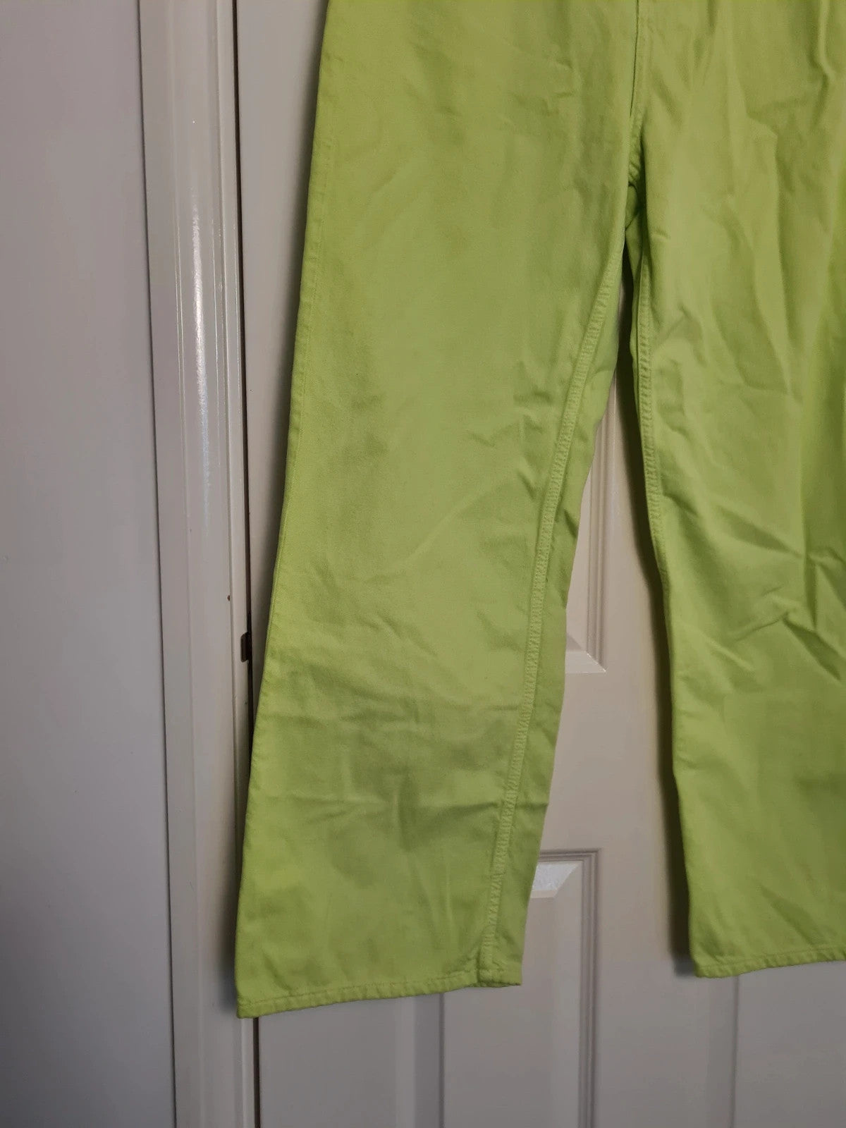 New Look women Adalae high waist wide straight leg cotton jeans regular neon green casual  L/12