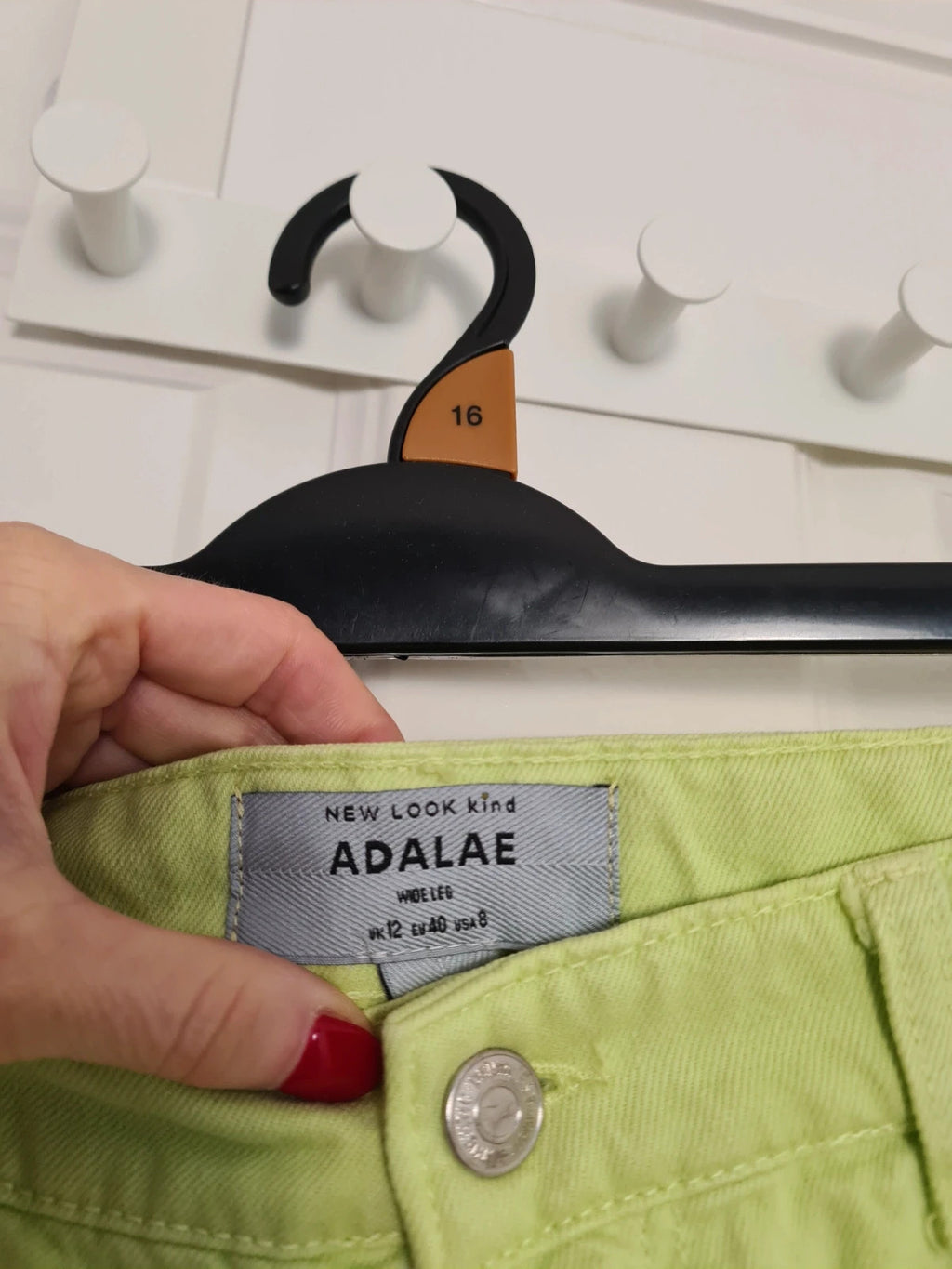 New Look women Adalae high waist wide straight leg cotton jeans regular neon green casual  L/12