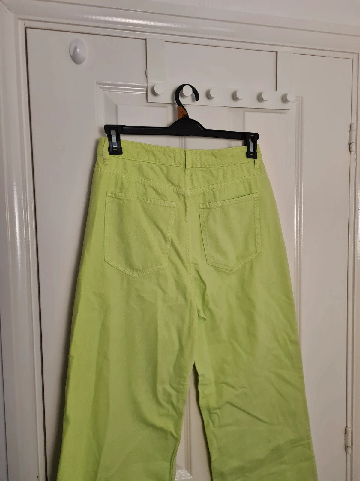 New Look women Adalae high waist wide straight leg cotton jeans regular neon green casual  L/12