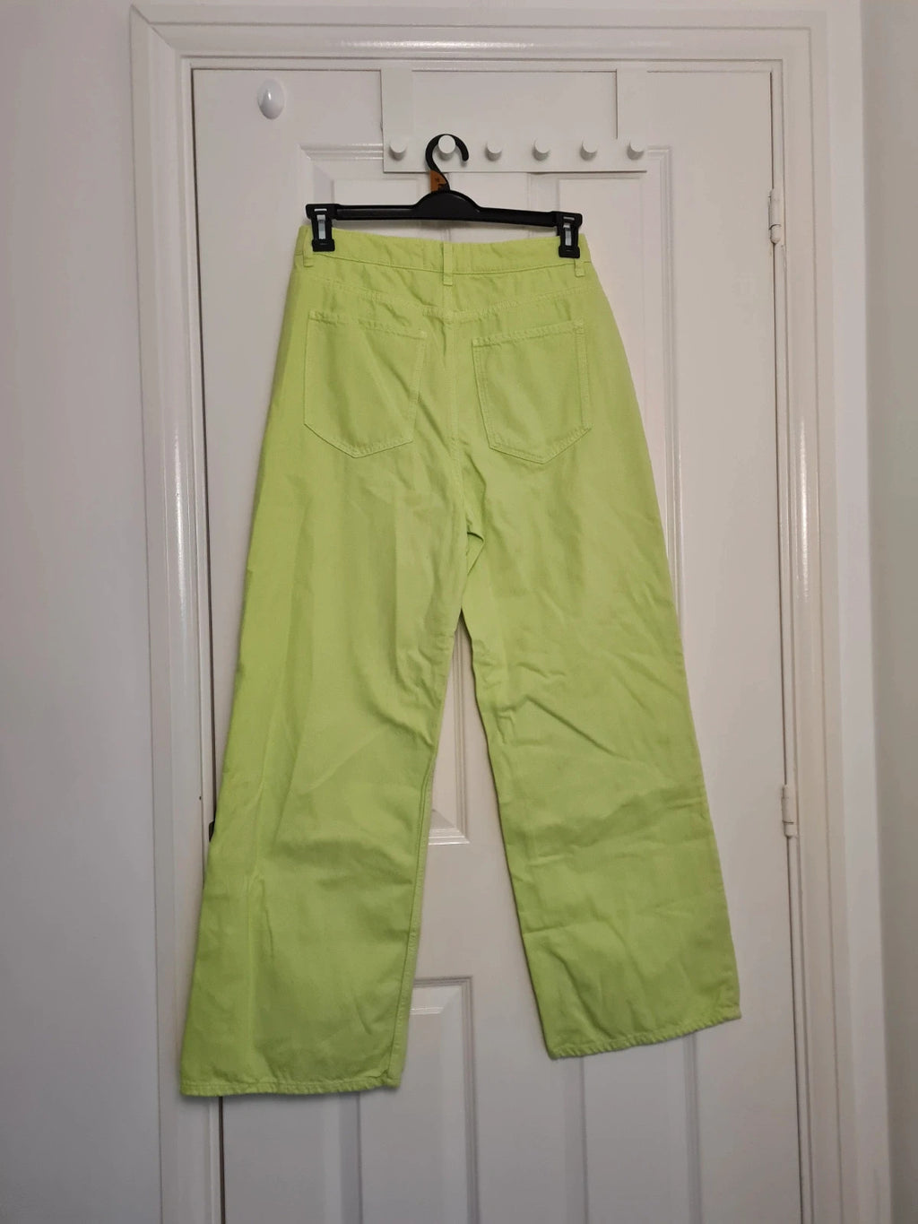 New Look women Adalae high waist wide straight leg cotton jeans regular neon green casual  L/12