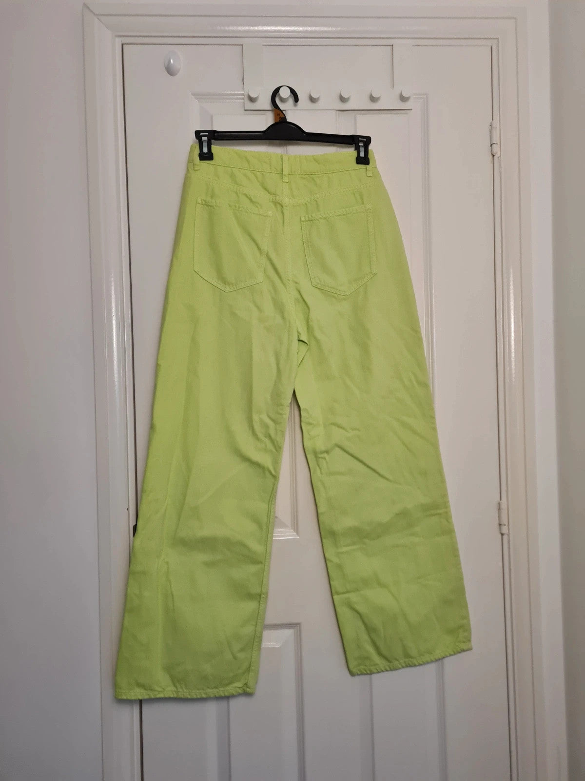 New Look women Adalae high waist wide straight leg cotton jeans regular neon green casual  L/12