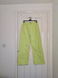 New Look women Adalae high waist wide straight leg cotton jeans regular neon green casual  L/12