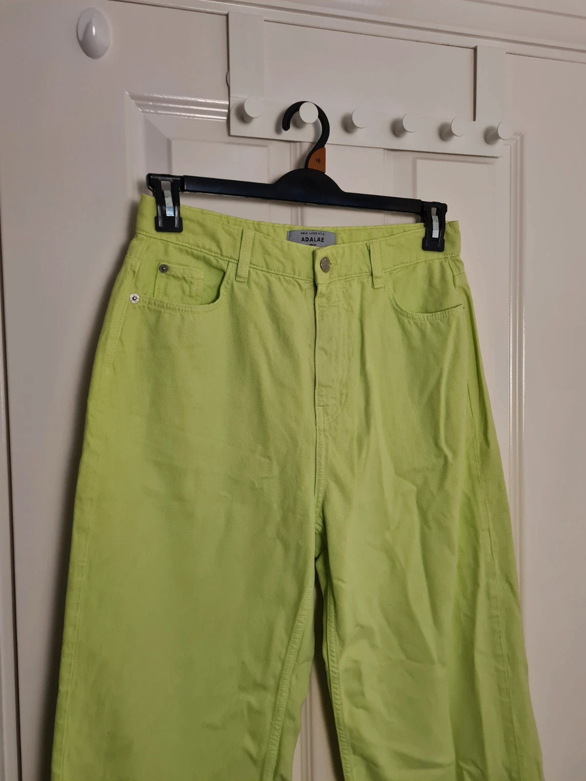 New Look women Adalae high waist wide straight leg cotton jeans regular neon green casual  L/12