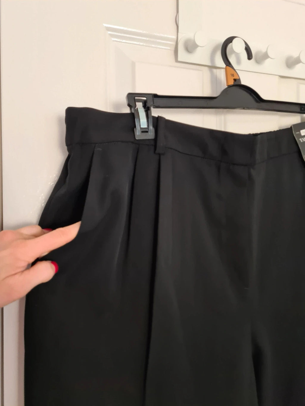 F&F women black double pleat tapered straight leg trousers office formal suit pants 5XL/22R