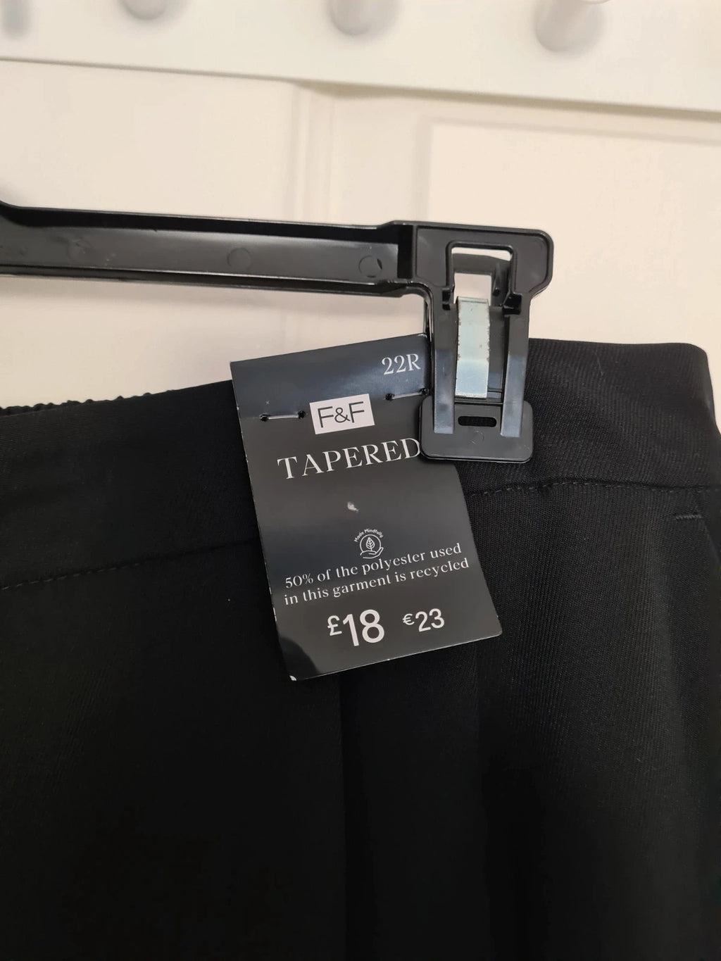F&F women black double pleat tapered straight leg trousers office formal suit pants 5XL/22R