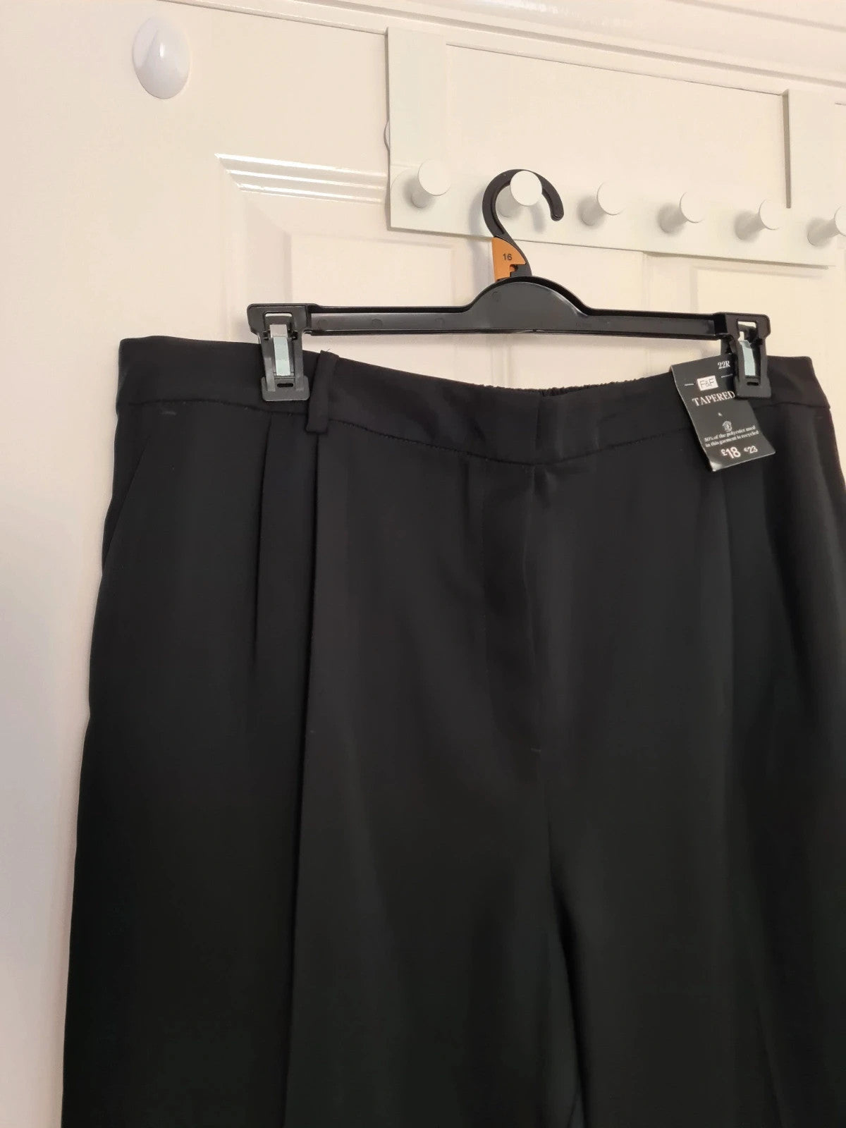 F&F women black double pleat tapered straight leg trousers office formal suit pants 5XL/22R
