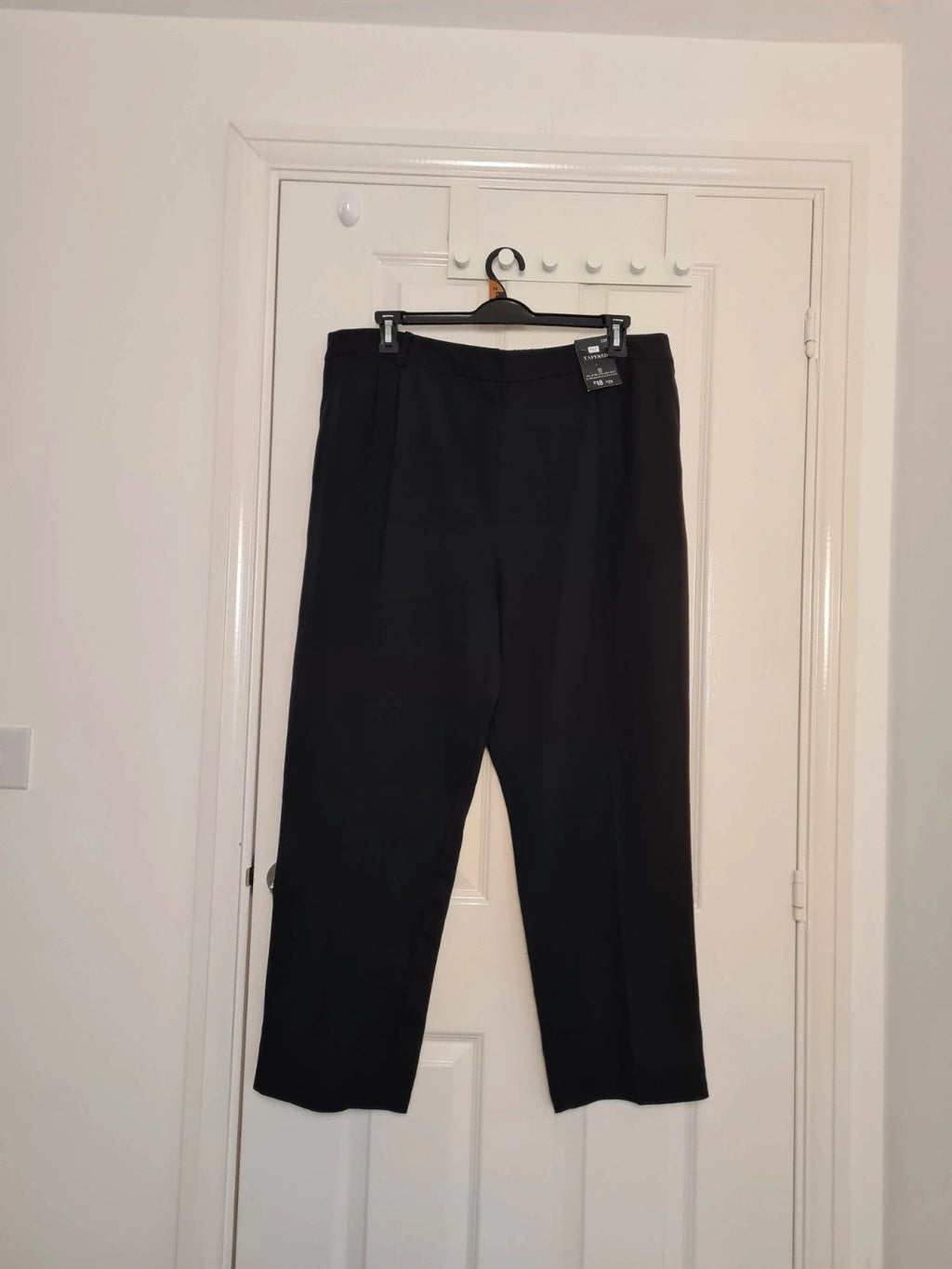 F&F women black double pleat tapered straight leg trousers office formal suit pants 5XL/22R