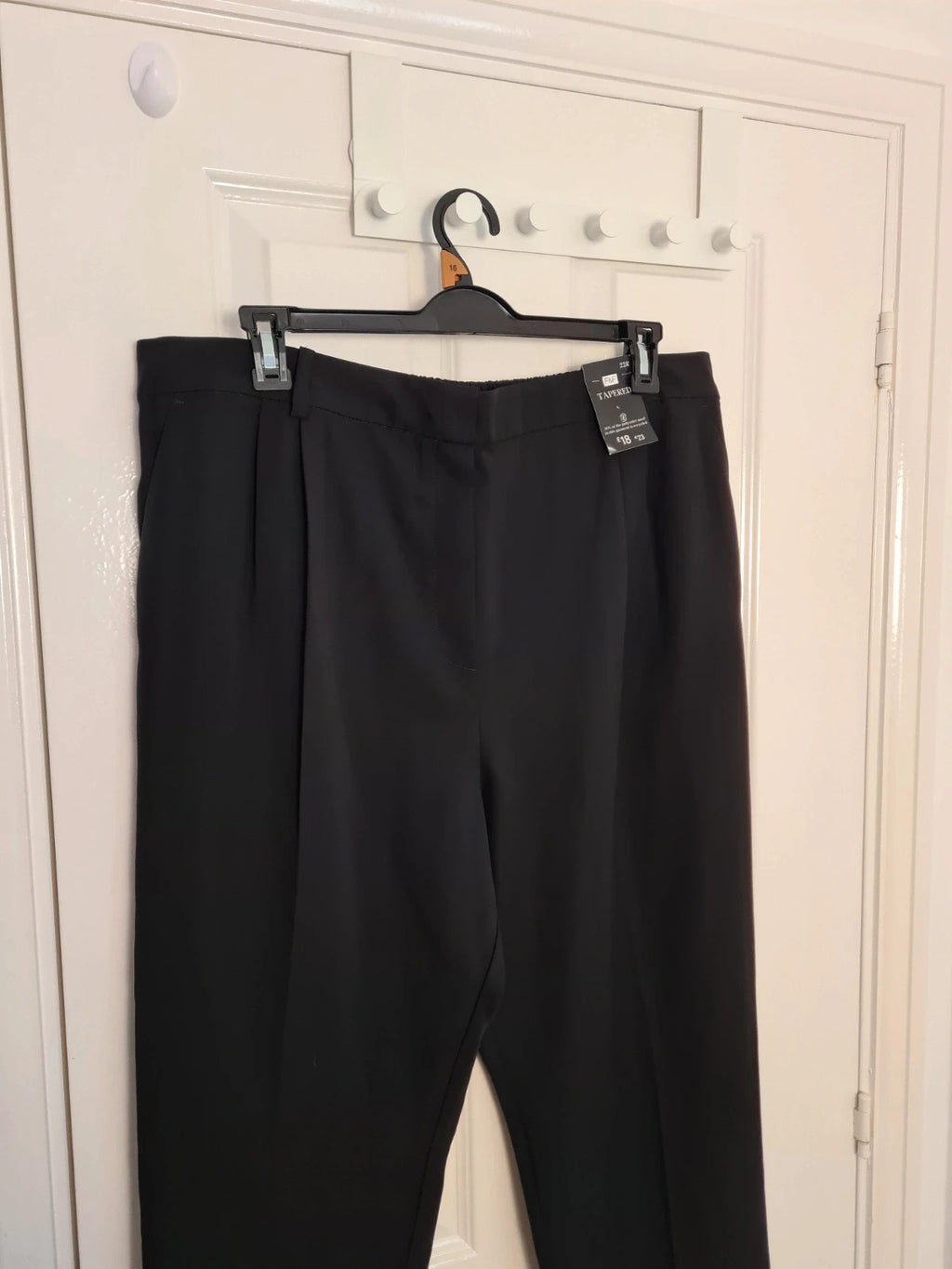 F&F women black double pleat tapered straight leg trousers office formal suit pants 5XL/22R