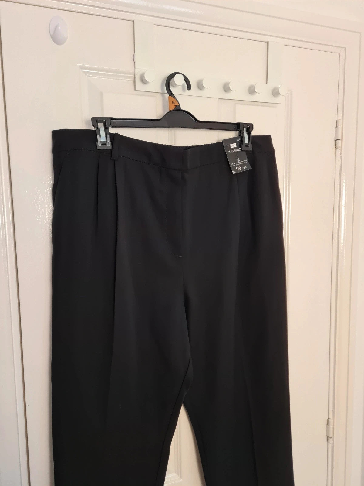 F&F women black double pleat tapered straight leg trousers office formal suit pants 5XL/22R