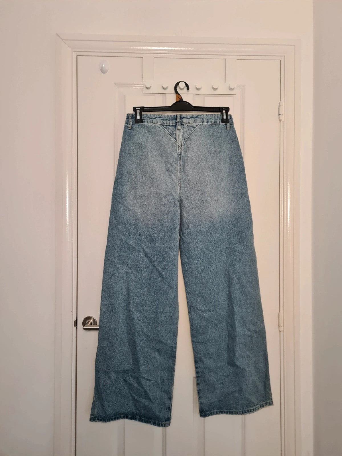 V by Very women rose yoke wide leg jeans blue cotton high rise casual L/12