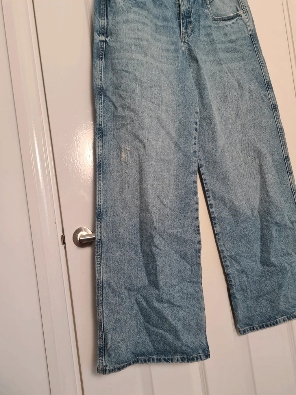 V by Very women rose yoke wide leg jeans blue cotton high rise casual L/12