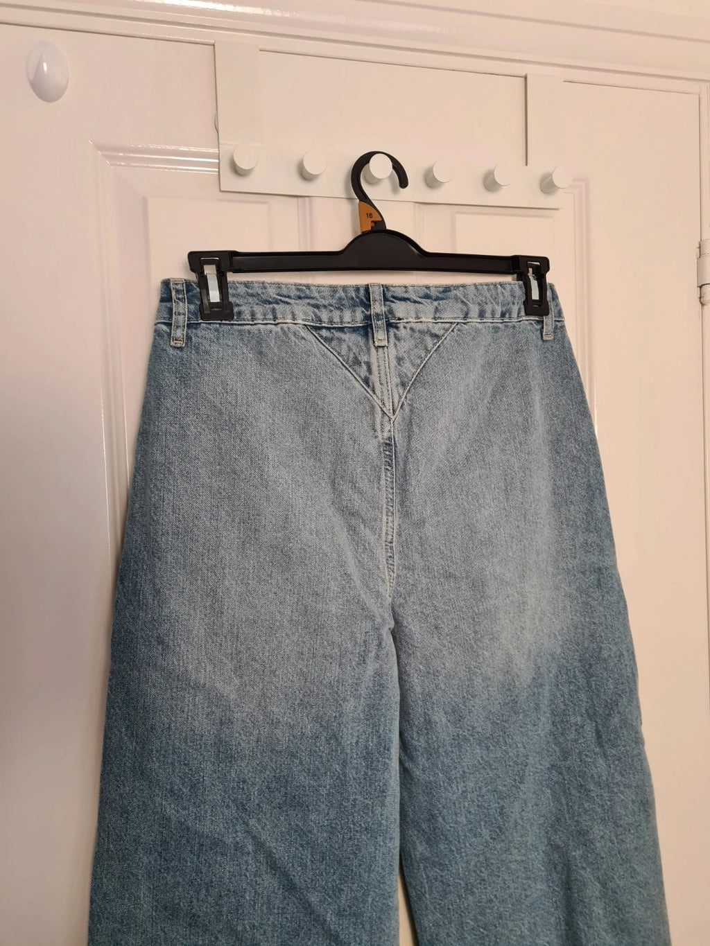 V by Very women rose yoke wide leg jeans blue cotton high rise casual L/12
