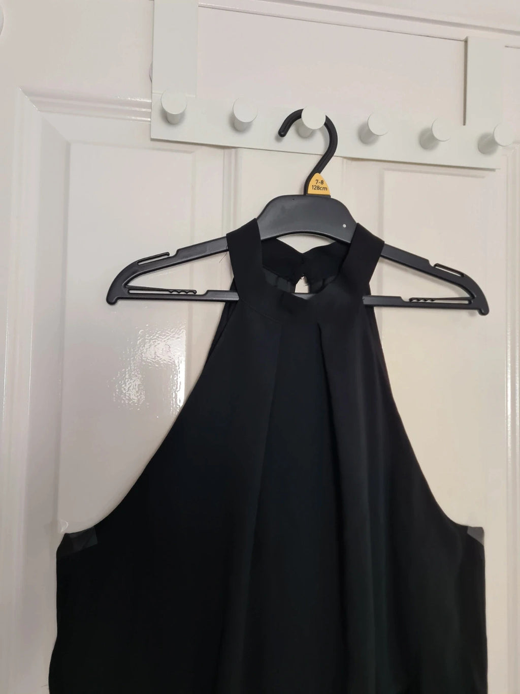H&M women black halterneck jumpsuit sleeveless wide leg open zip back casual party L/12