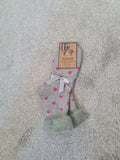 Gemjar women yoga grey with pink stars luxurious cuff socks wool touch cosy warm casual  4-7/36-40