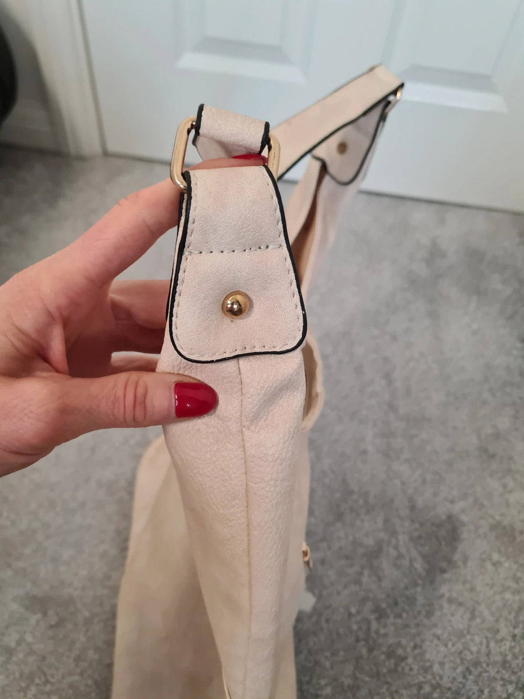 Have Best women large designer  bag faux leather shoulder handbag shopping smart hobo zipper cream