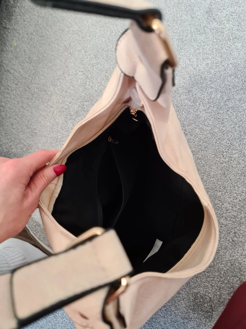Have Best women large designer  bag faux leather shoulder handbag shopping smart hobo zipper cream